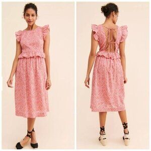 Anthropologie Vero Moda Urba Midi Dress pink sundress Size Large